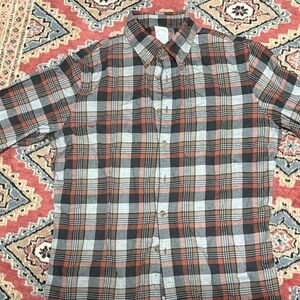 Brooks Brothers Men's Plaid Shirt - Brown, Gray, and Orange